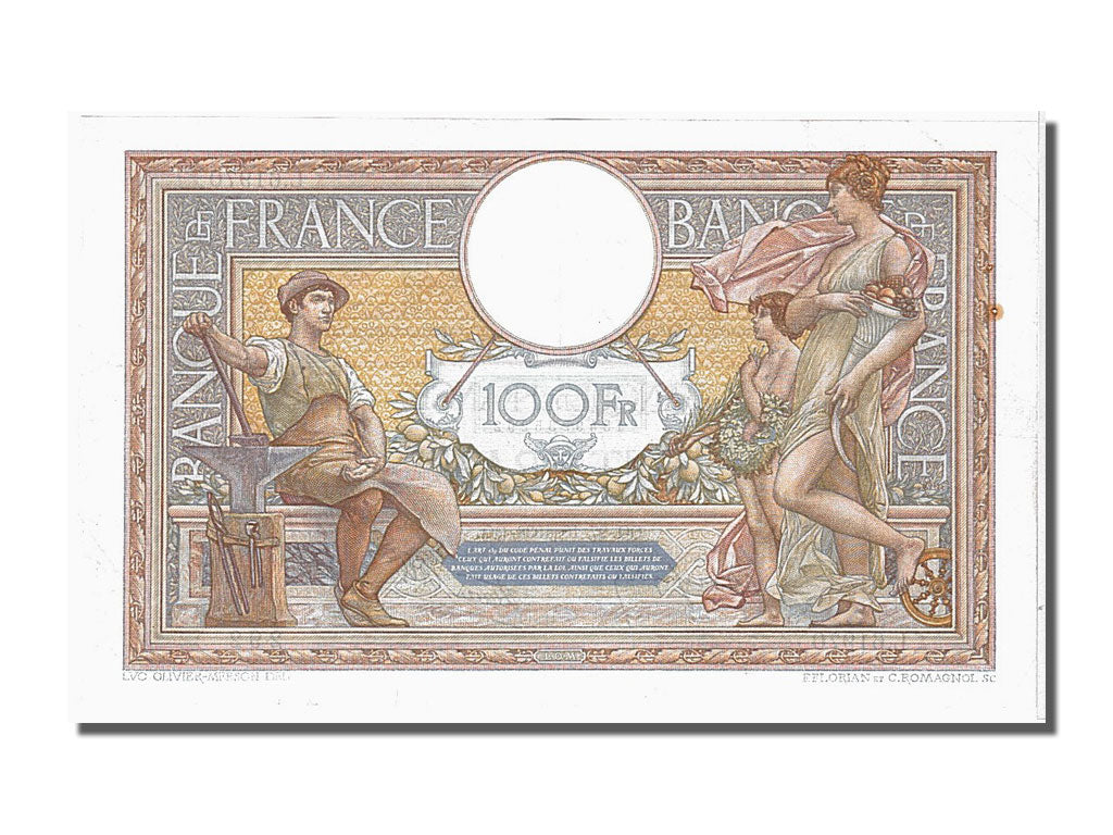 Biljet, Frankrijk, 100 Francs, 100 F 1908-1939 ''Luc Olivier Merson'', 1938