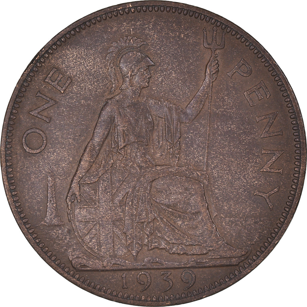 Coin, Great Britain, George VI, Penny, 1939, AU(50-53), Bronze, KM:845