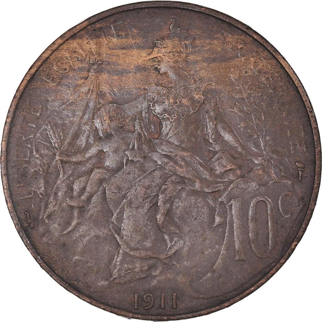 Coin, France, Dupuis, 10 Centimes, 1911, Paris, AU(50-53), Bronze, KM:843