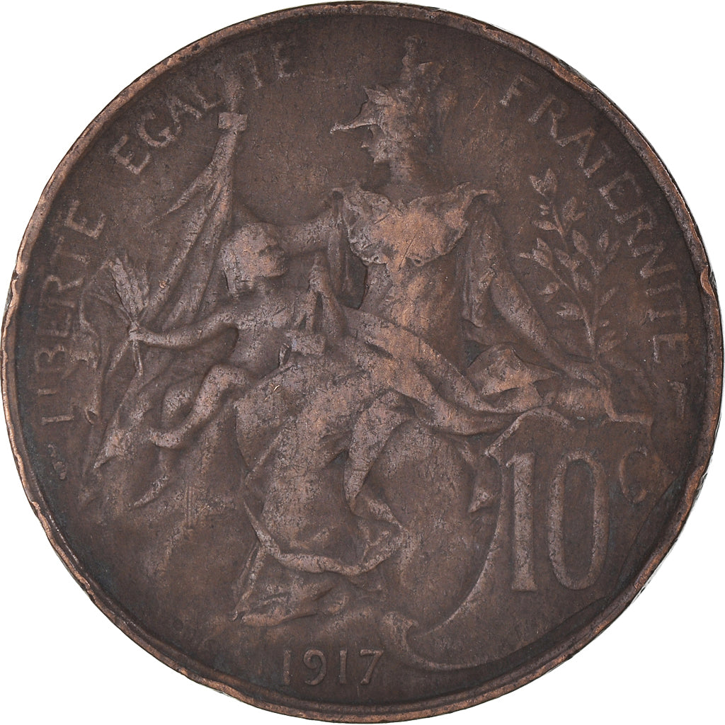 Münze, Frankreich, Dupuis, 10 Centimes, 1917, Paris, SS, Bronze, KM:843