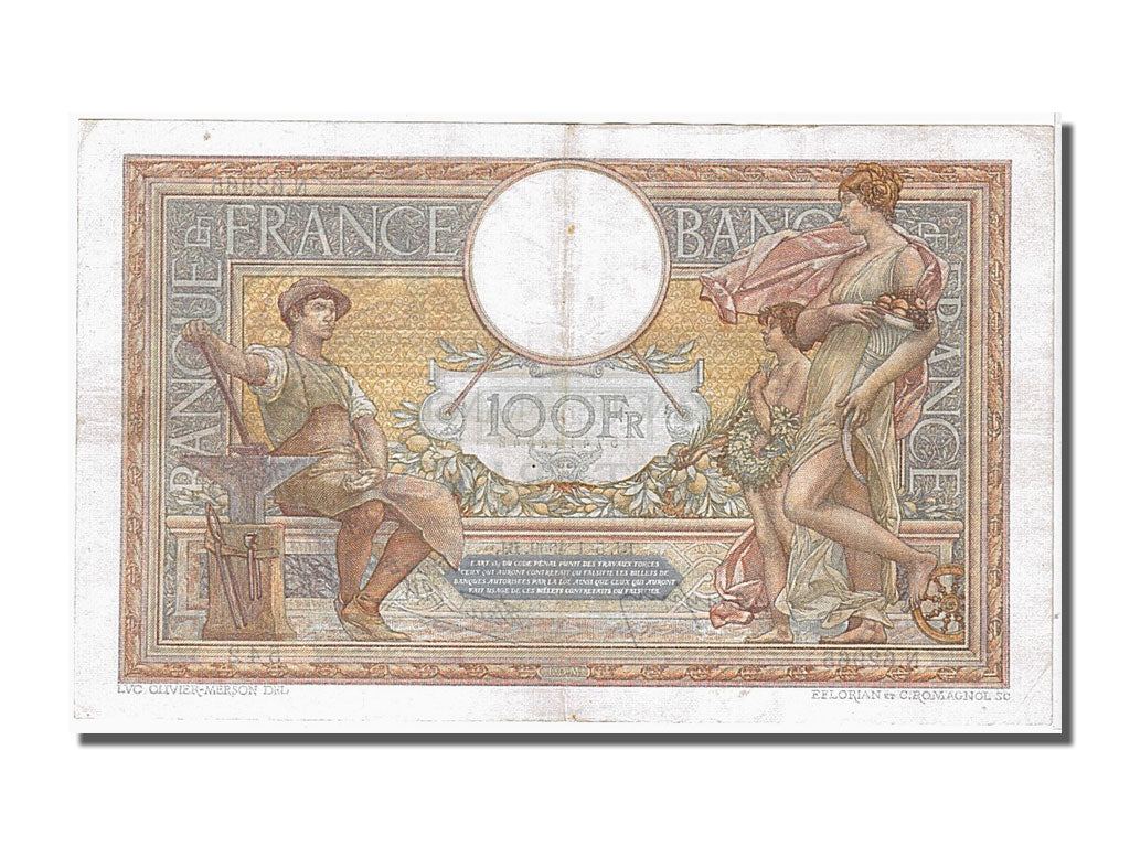 Banconote, Francia, 100 Francs, 100 F 1908-1939 ''Luc Olivier Merson'', 1939