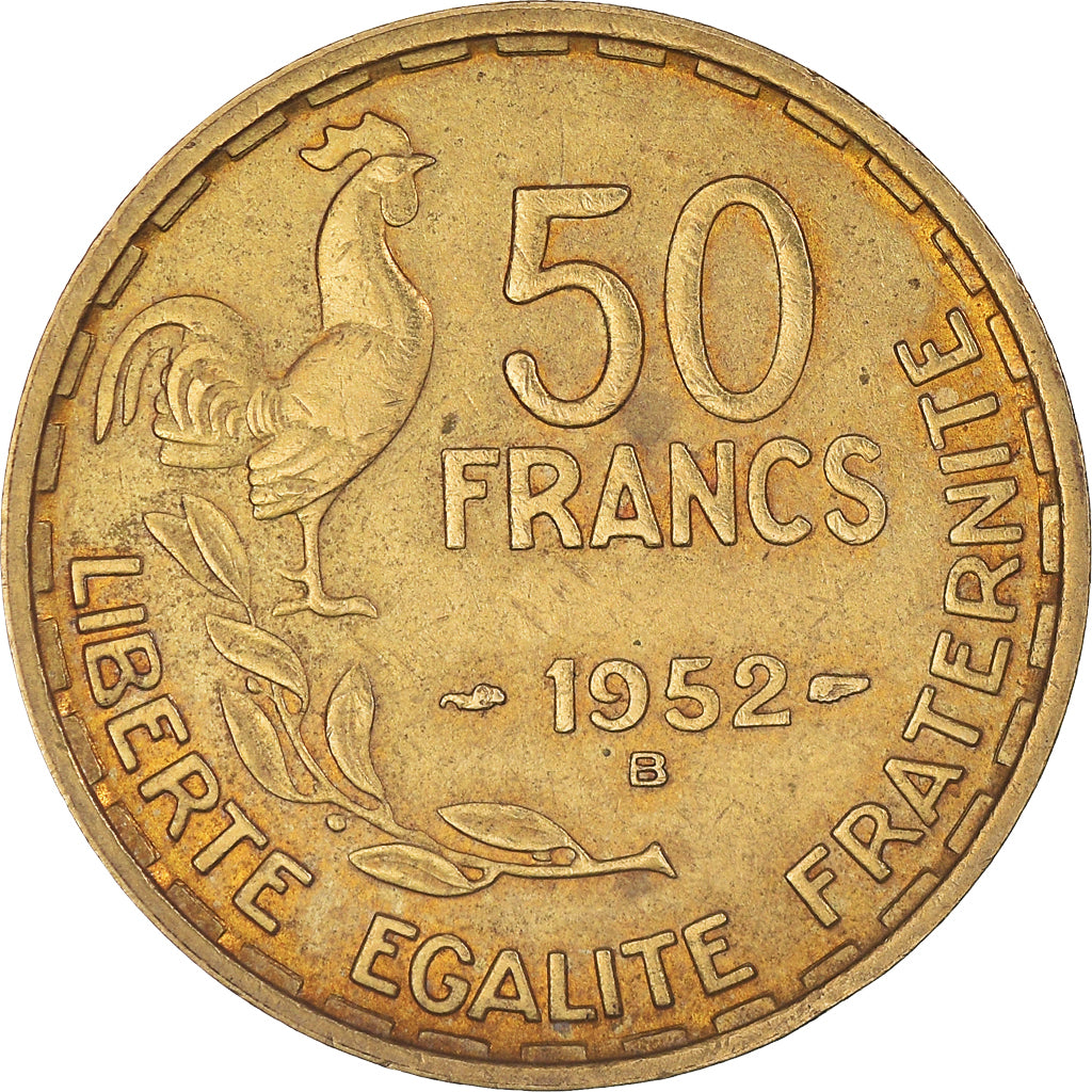 Coin, France, Guiraud, 50 Francs, 1952, Beaumont - Le Roger, EF(40-45)