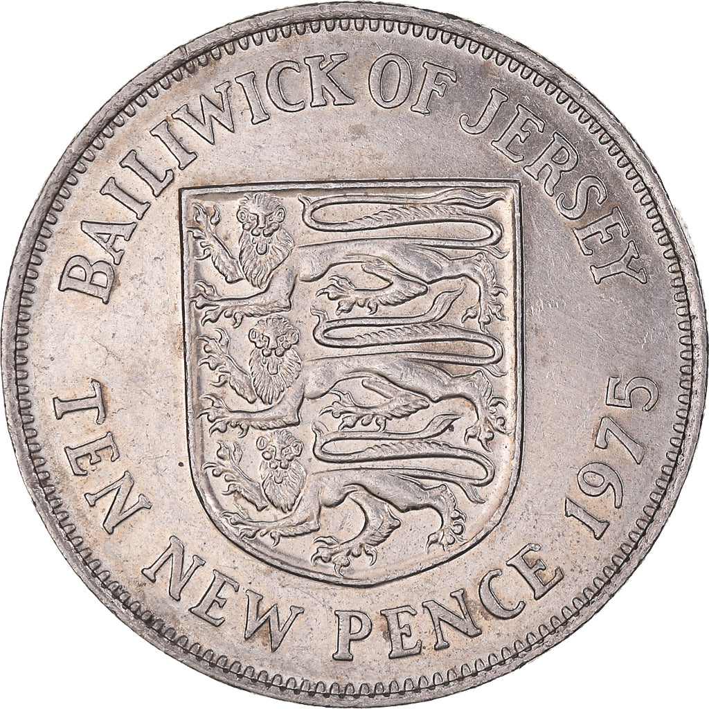Munten, Jersey, Elizabeth II, 10 New Pence, 1975, ZF+, Cupro-nikkel, KM:33