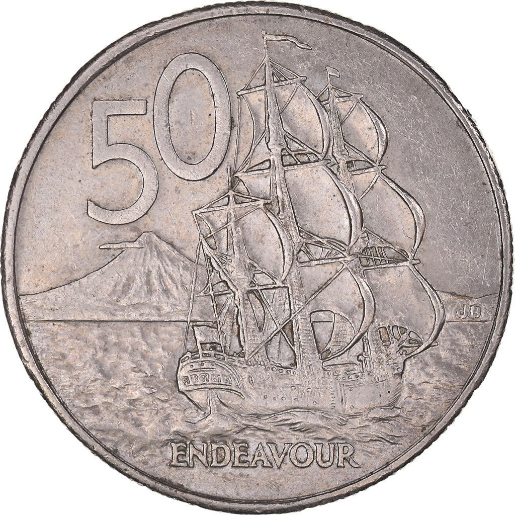 Moneda, Nueva Zelanda, Elizabeth II, 50 Cents, 1986, MBC, Cobre - níquel, KM:63