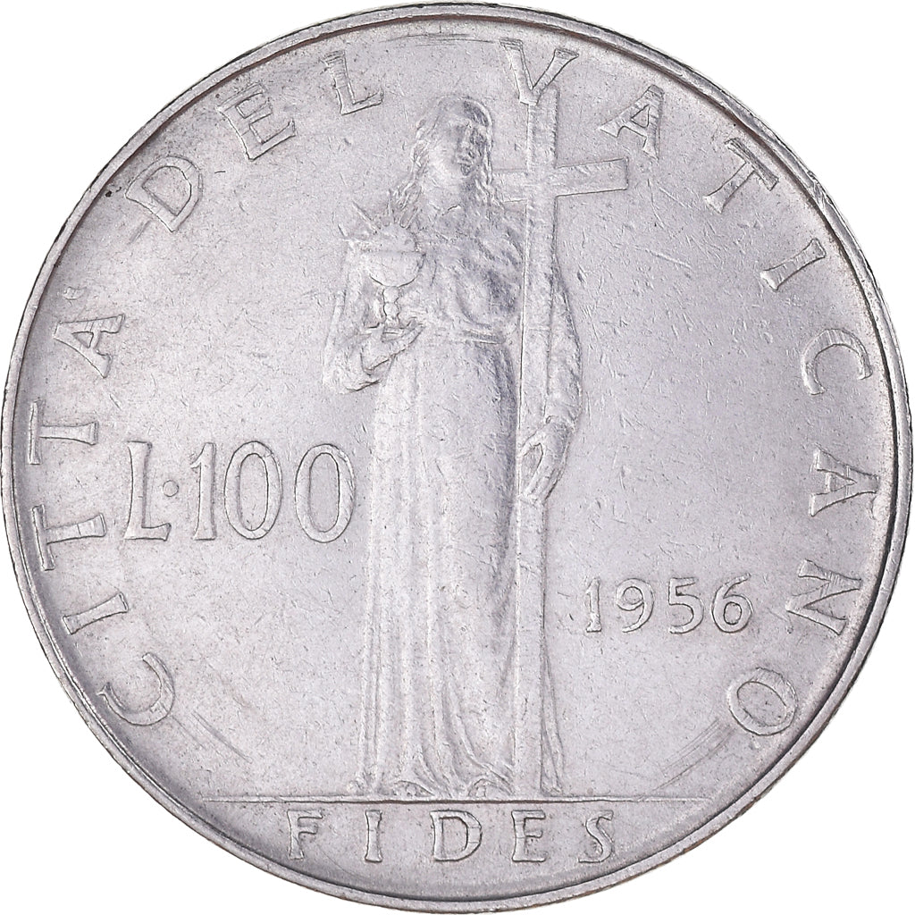 Münze, Vatikanstadt, Pius XII, 100 Lire, 1956, SS, Stainless Steel, KM:55