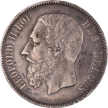 Coin, Belgium, Leopold II, 5 Francs, 5 Frank, 1873, EF(40-45), Silver, KM:24