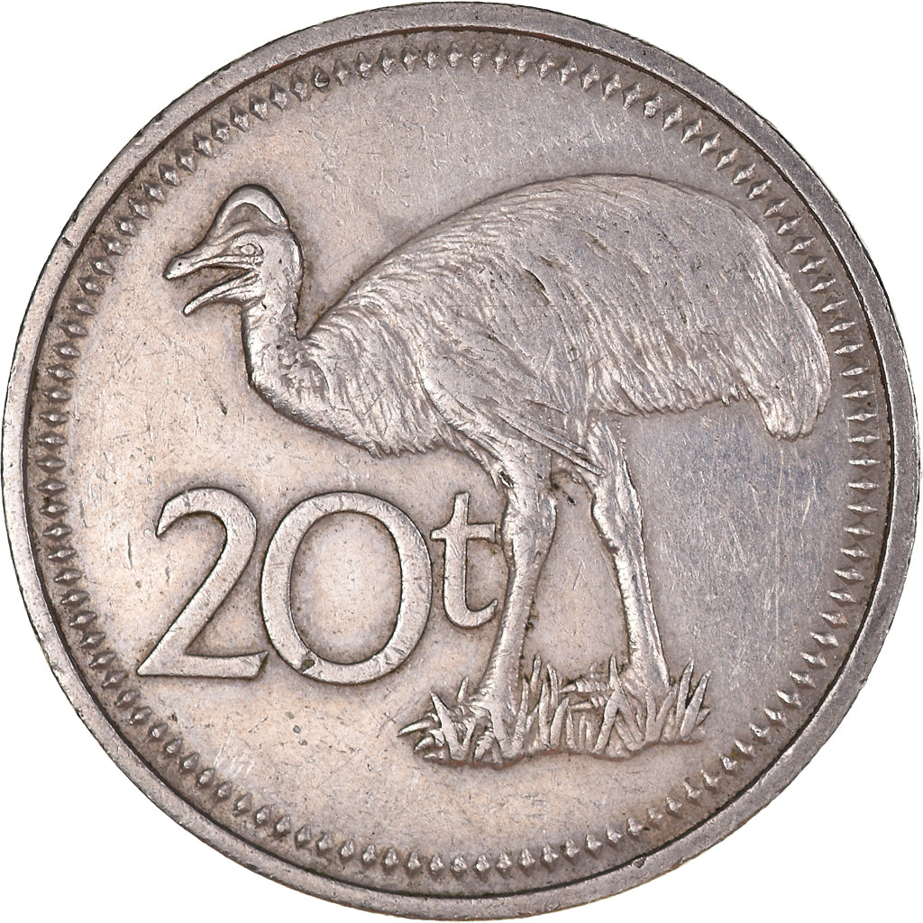 Münze, Papua New Guinea, 20 Toea, 1975, SS, Kupfer-Nickel, KM:5