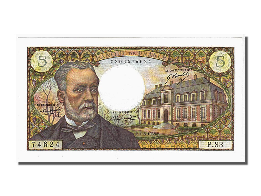 Banconote, Francia, 5 Francs, 5 F 1966-1970 ''Pasteur'', 1968, 1968-08-01, SPL