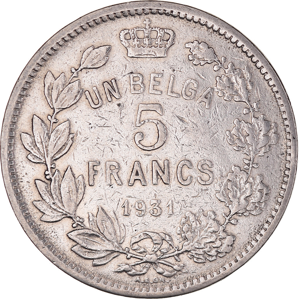 Monnaie, Belgique, Albert I, 5 Francs, 5 Frank, 1931, Position A, TTB, Nickel