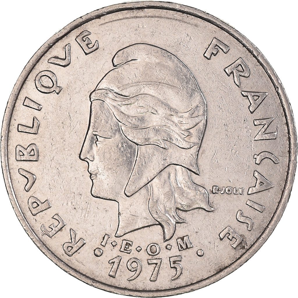 Coin, French Polynesia, 20 Francs, 1975, Paris, AU(50-53), Nickel, KM:9