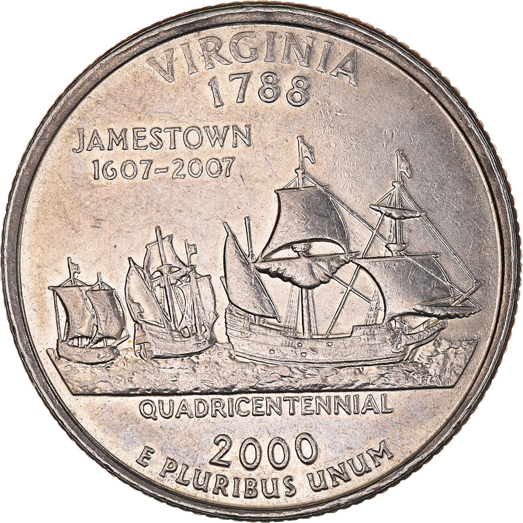 Moneta, USA, Virginia, Quarter, 2000, U.S. Mint, Denver, AU(55-58)