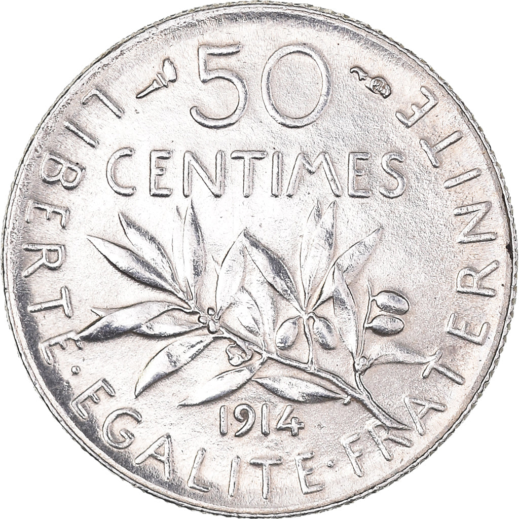 Coin, France, Semeuse, 50 Centimes, 1914, Paris, AU(55-58), Silver, KM:854