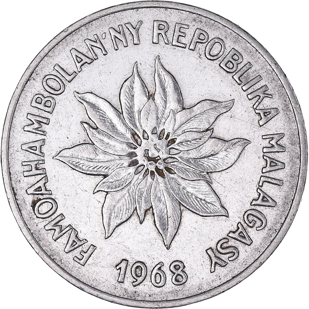 Moneta, Madagascar, 5 Francs, Ariary, 1968, Paris, BB, Acciaio inossidabile