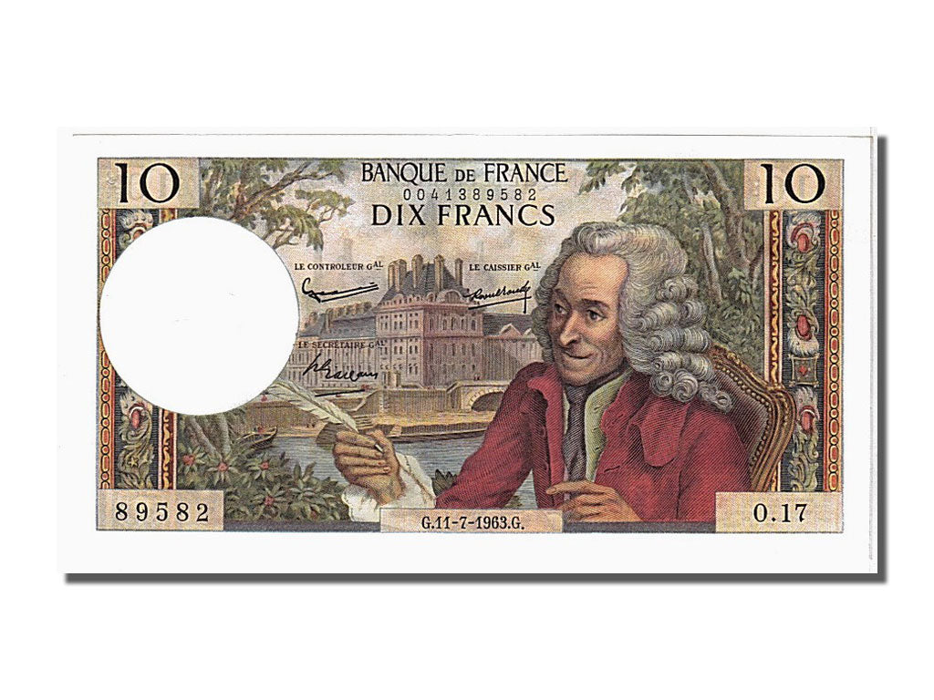 Billete, Francia, 10 Francs, 10 F 1963-1973 ''Voltaire'', 1963, 1963-07-11, SC