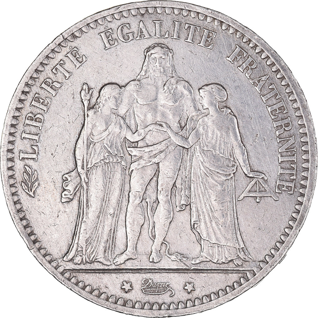 Moneta, Francia, Hercule, 5 Francs, 1873, Paris, BB, Argento, KM:820.1
