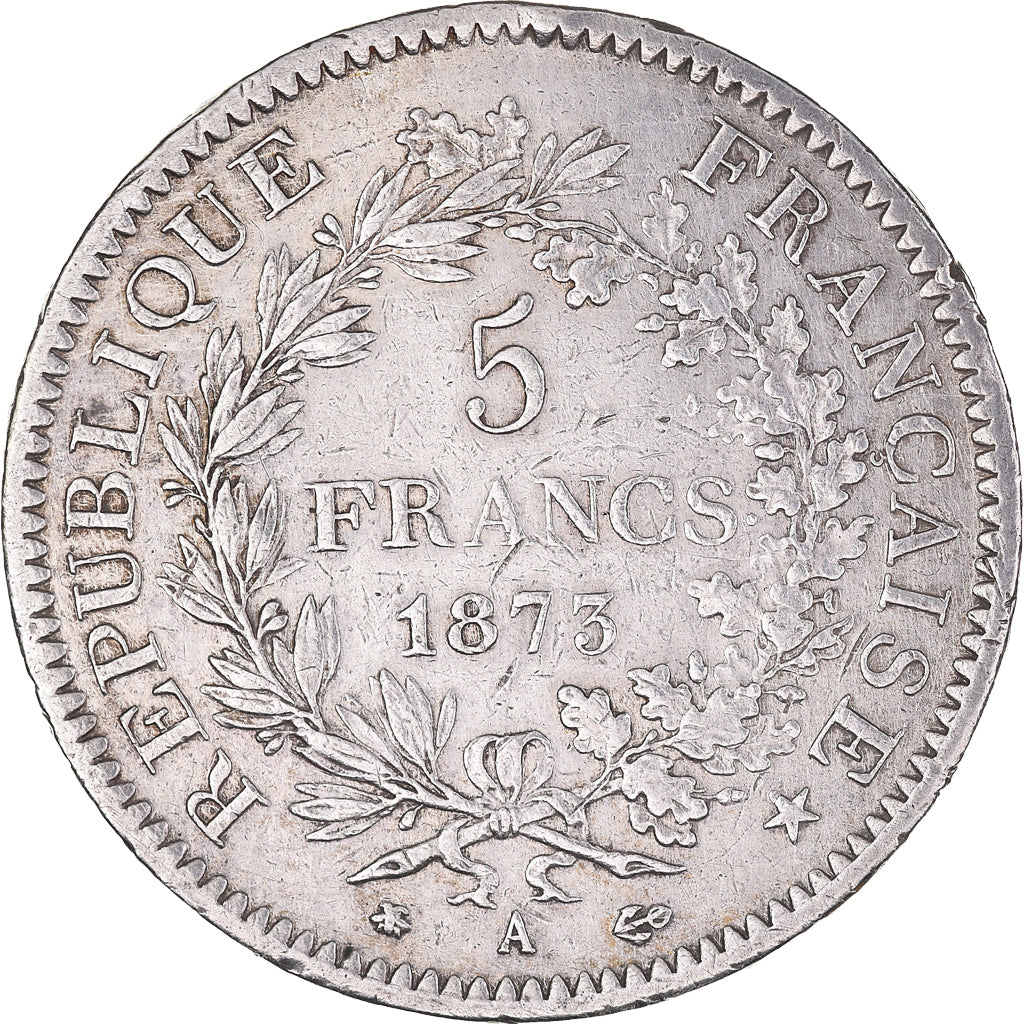 Moneta, Francia, Hercule, 5 Francs, 1873, Paris, BB, Argento, KM:820.1