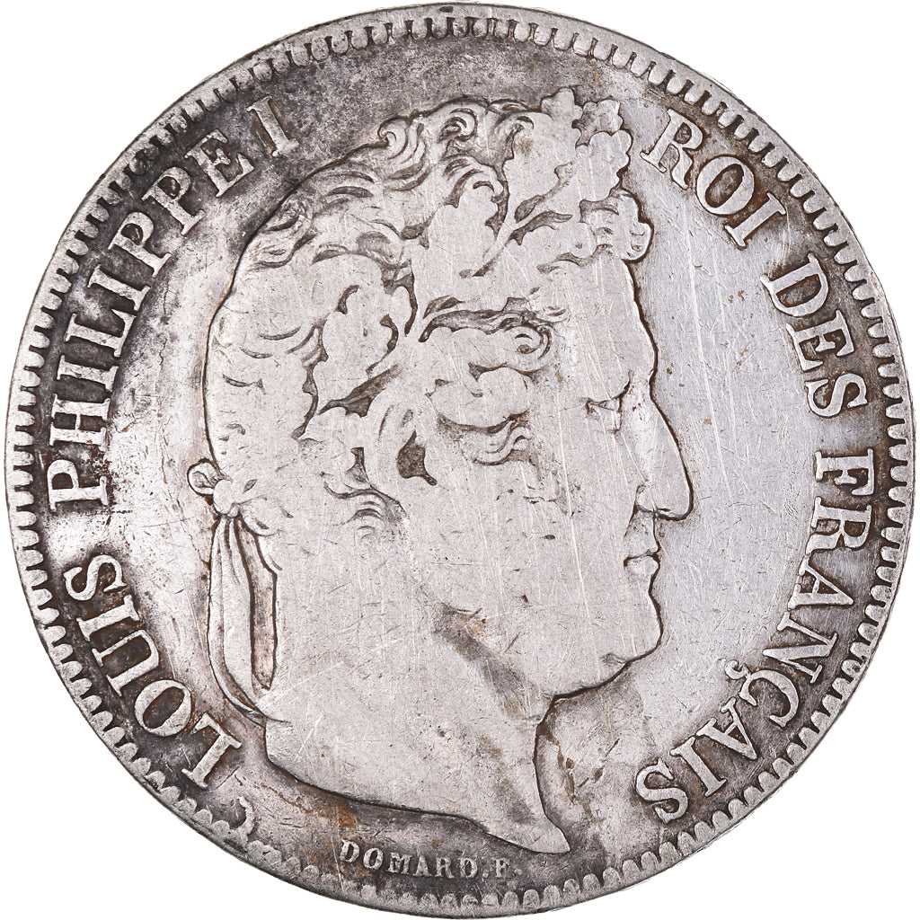 Moeda, França, Louis-Philippe, 5 Francs, 1834, Lille, VF(30-35), Prata