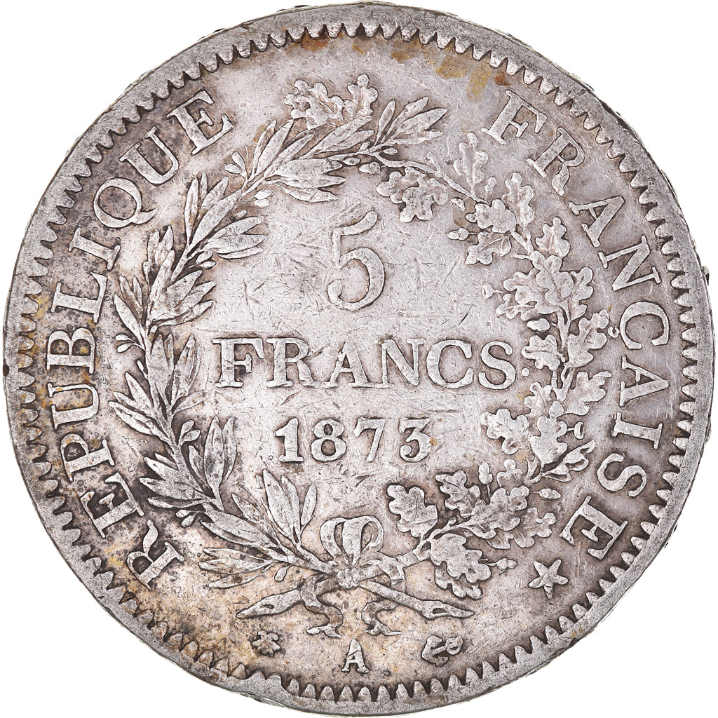 Moeda, França, Hercule, 5 Francs, 1873, Paris, VF(30-35), Prata, KM:820.1