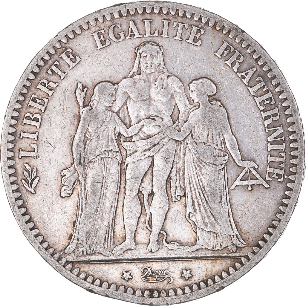 Moeda, França, Hercule, 5 Francs, 1873, Paris, EF(40-45), Prata, KM:820.1