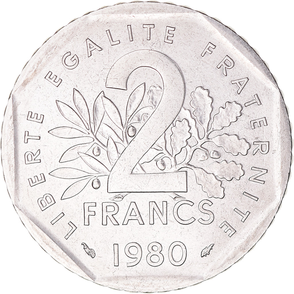 Moneda, Francia, Semeuse, 2 Francs, 1980, Paris, EBC+, Níquel, KM:942.1