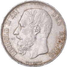Moneta, Belgio, Leopold II, 5 Francs, 5 Frank, 1869, BB, Argento, KM:24