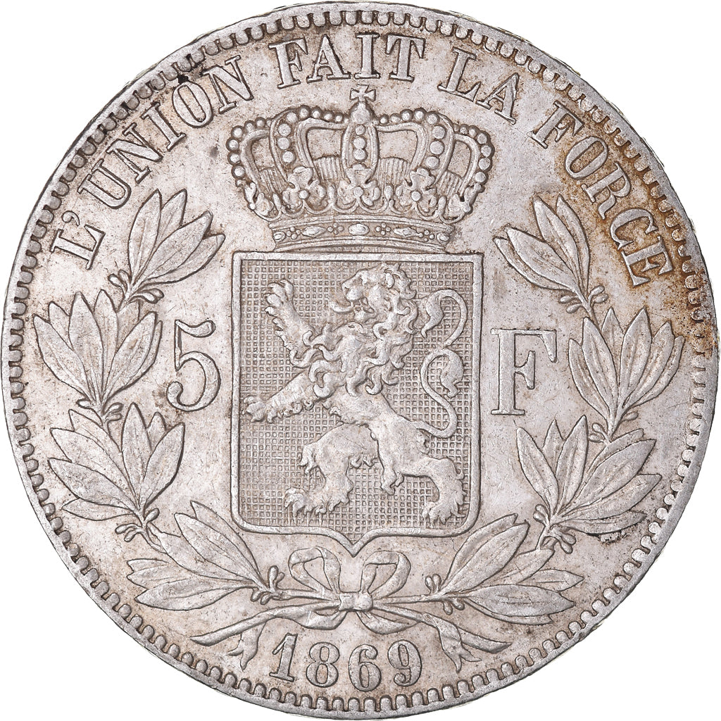 Münze, Belgien, Leopold II, 5 Francs, 5 Frank, 1869, SS, Silber, KM:24