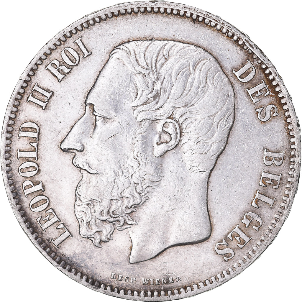Coin, Belgium, Leopold II, 5 Francs, 5 Frank, 1869, EF(40-45), Silver, KM:24
