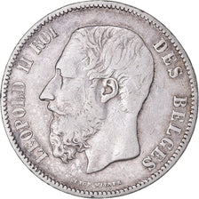 Münze, Belgien, Leopold II, 5 Francs, 5 Frank, 1869, S+, Silber, KM:24