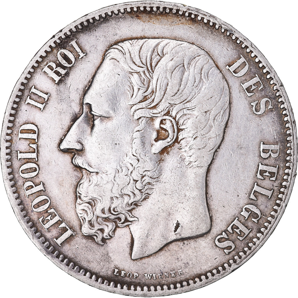 Moeda, Bélgica, Leopold II, 5 Francs, 5 Frank, 1869, VF(30-35), Prata, KM:24