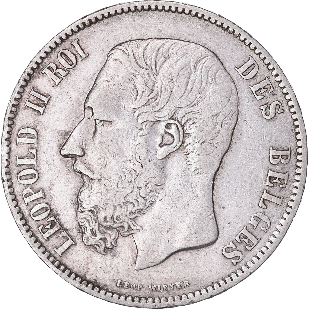 Moneda, Bélgica, Leopold II, 5 Francs, 5 Frank, 1870, MBC, Plata, KM:24