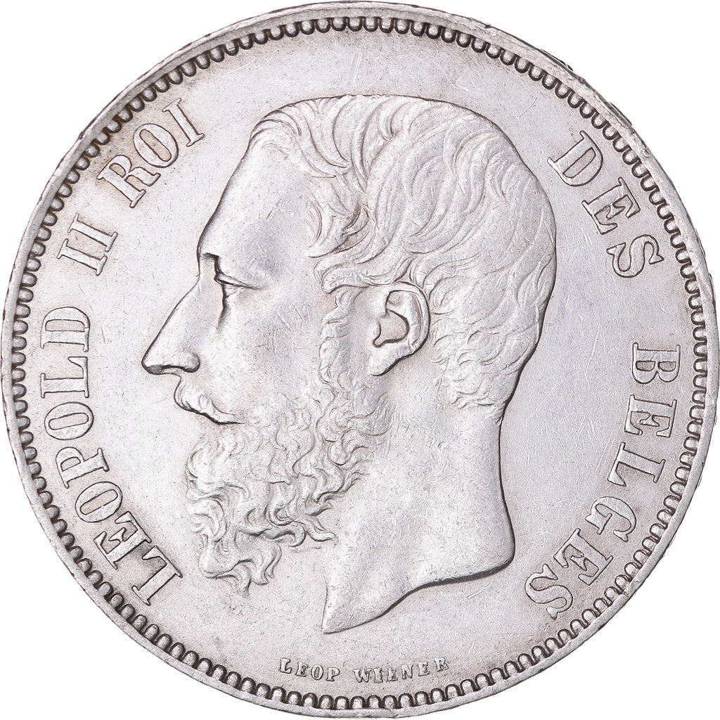 Moneda, Bélgica, Leopold II, 5 Francs, 5 Frank, 1876, MBC+, Plata, KM:24