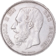 Moneda, Bélgica, Leopold II, 5 Francs, 5 Frank, 1876, MBC+, Plata, KM:24