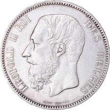 Moneta, Belgio, Leopold II, 5 Francs, 5 Frank, 1873, BB+, Argento, KM:24