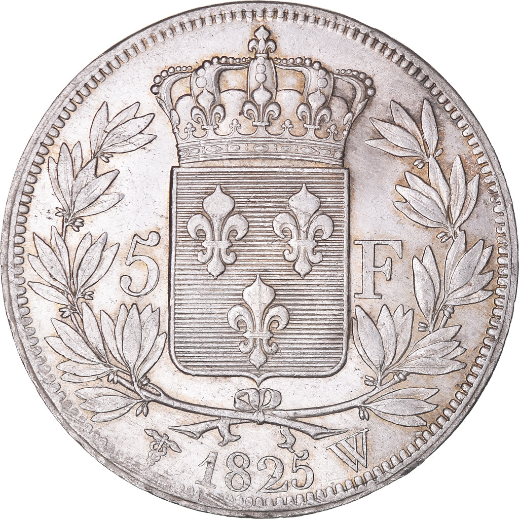 Coin, France, Charles X, 5 Francs, 1825, Lille, Rare in this quality, AU(55-58)