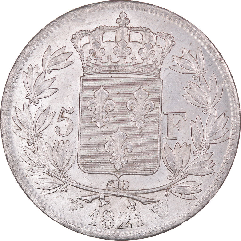 Coin, France, Louis XVIII, 5 Francs, 1821, Lille, Rare in this quality
