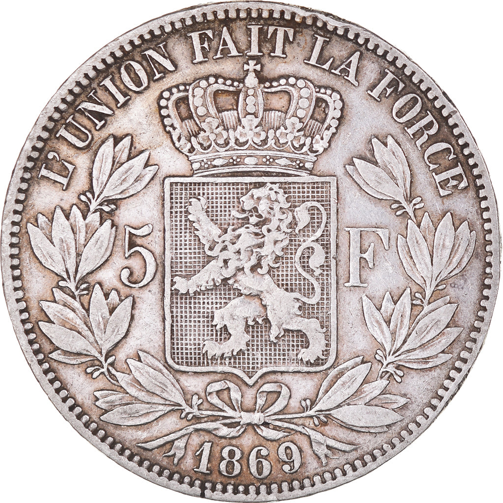 Münze, Belgien, Leopold II, 5 Francs, 5 Frank, 1869, S+, Silber, KM:24