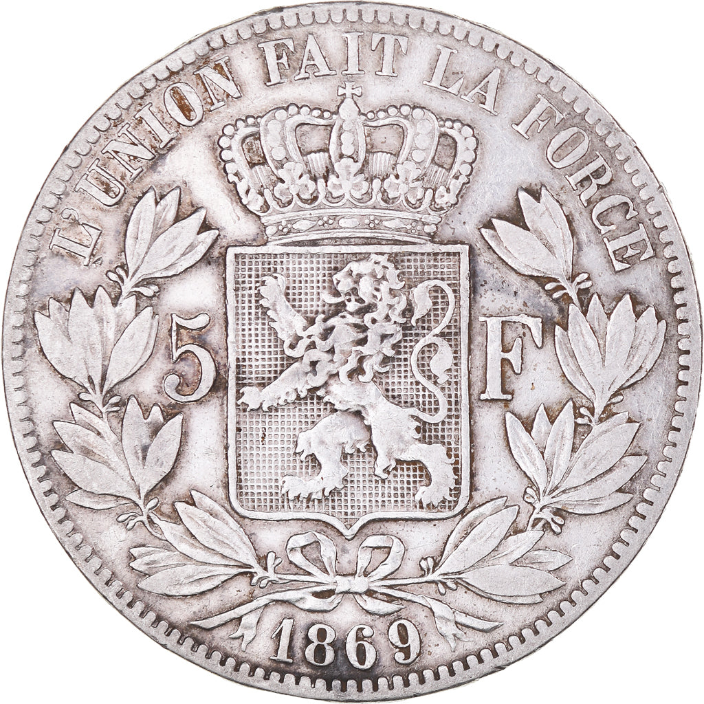 Coin, Belgium, Leopold II, 5 Francs, 5 Frank, 1869, VF(30-35), Silver, KM:24