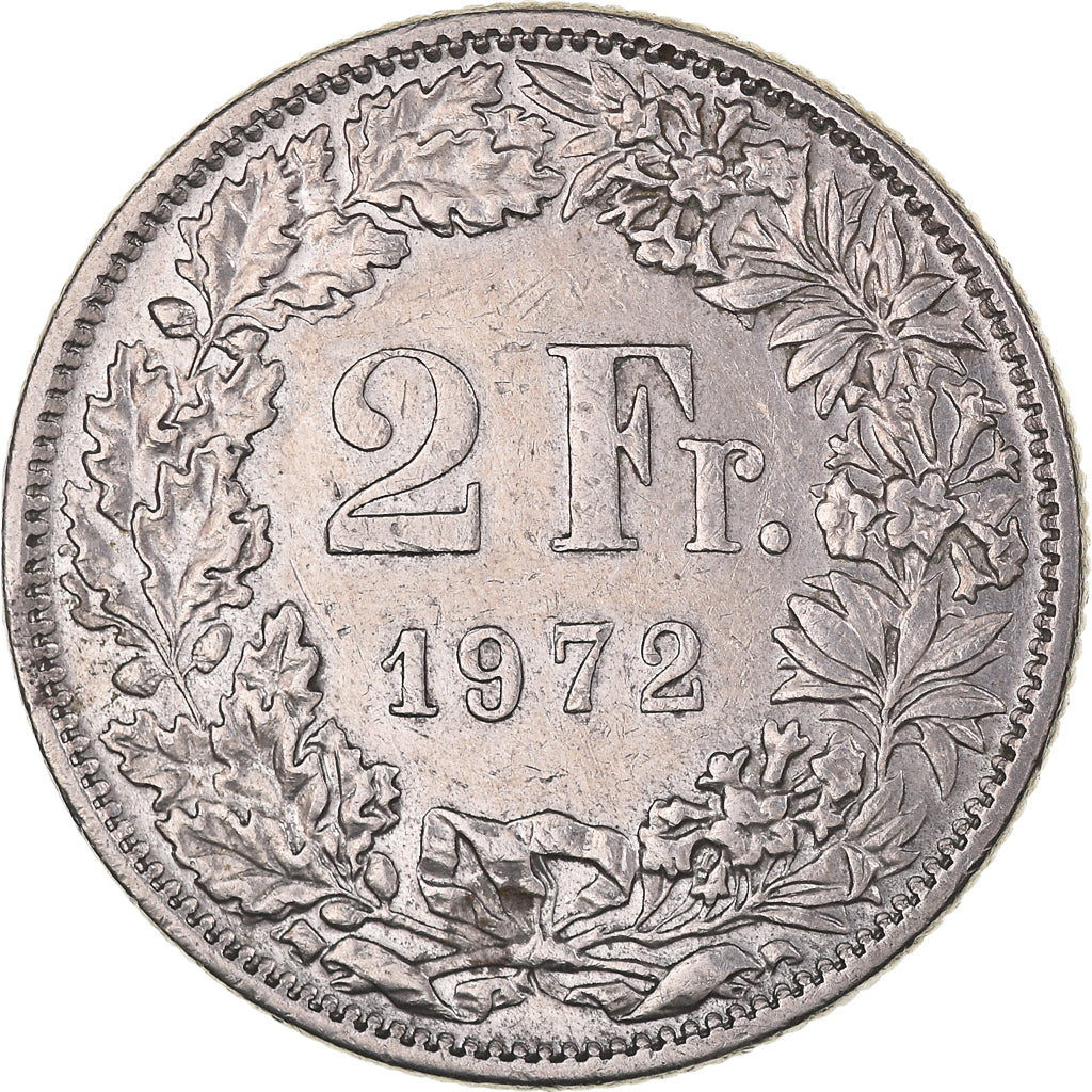 Moneta, Svizzera, 2 Francs, 1972, Bern, BB+, Rame-nichel, KM:21a.1