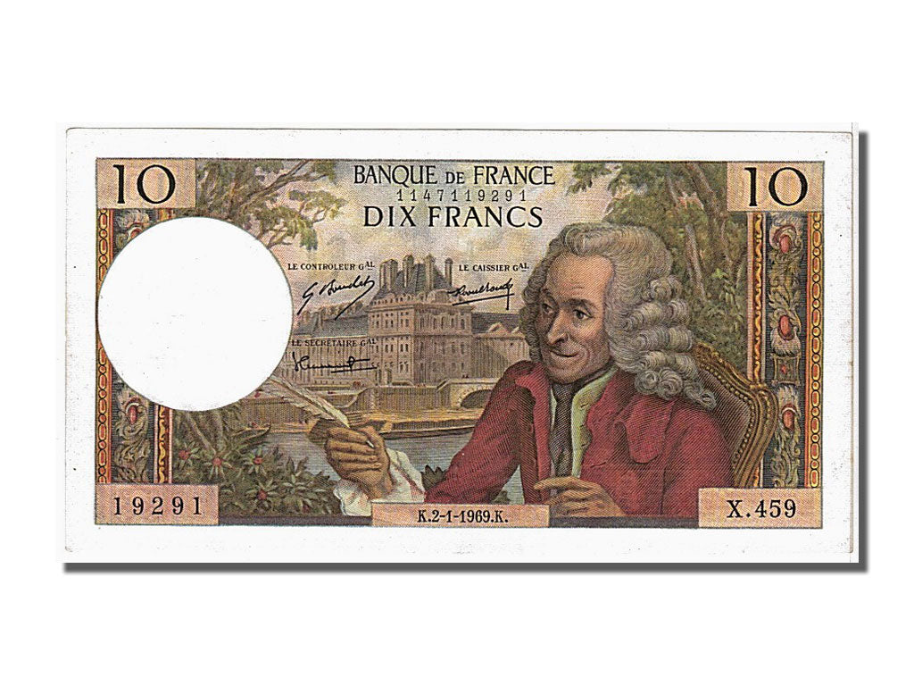 Biljet, Frankrijk, 10 Francs, 10 F 1963-1973 ''Voltaire'', 1969, 1969-01-02
