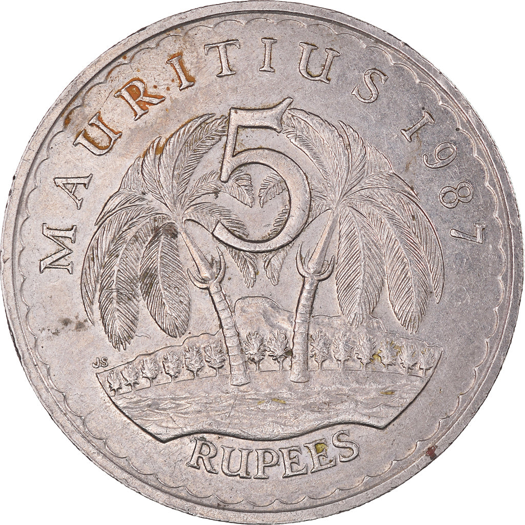 Monnaie, Maurice, 5 Rupees, 1987, TTB+, Cupro-nickel, KM:56