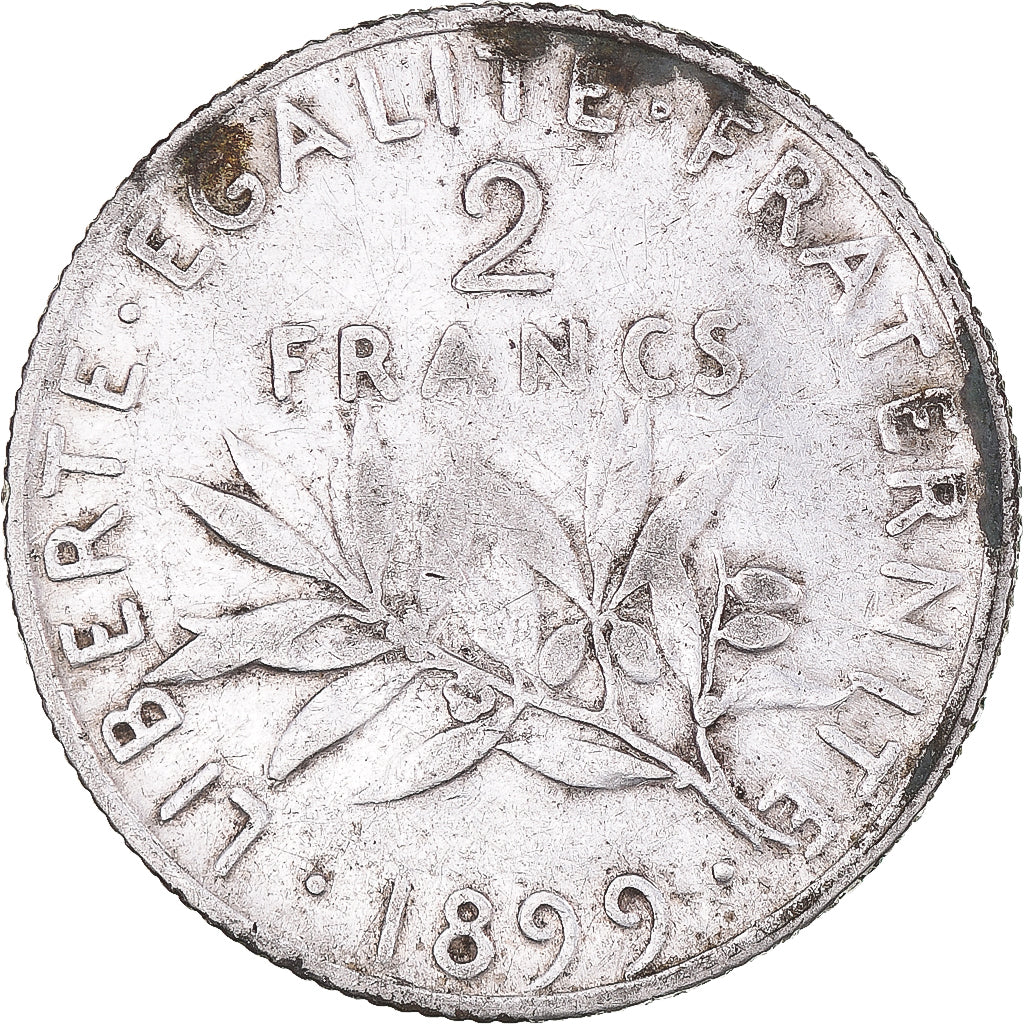 Moneta, Francja, Semeuse, 2 Francs, 1899, Paris, VF(30-35), Srebro, KM:845.1