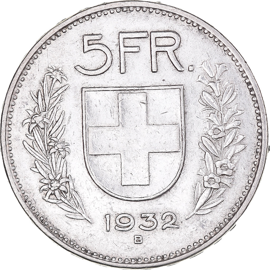 Moneta, Szwajcaria, 5 Francs, 1932, Bern, EF(40-45), Srebro, KM:40