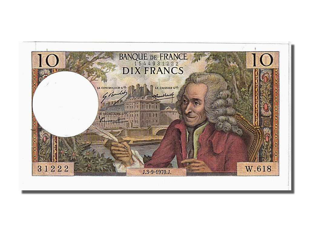Banknote, France, 10 Francs, 10 F 1963-1973 ''Voltaire'', 1970, 1970-09-03