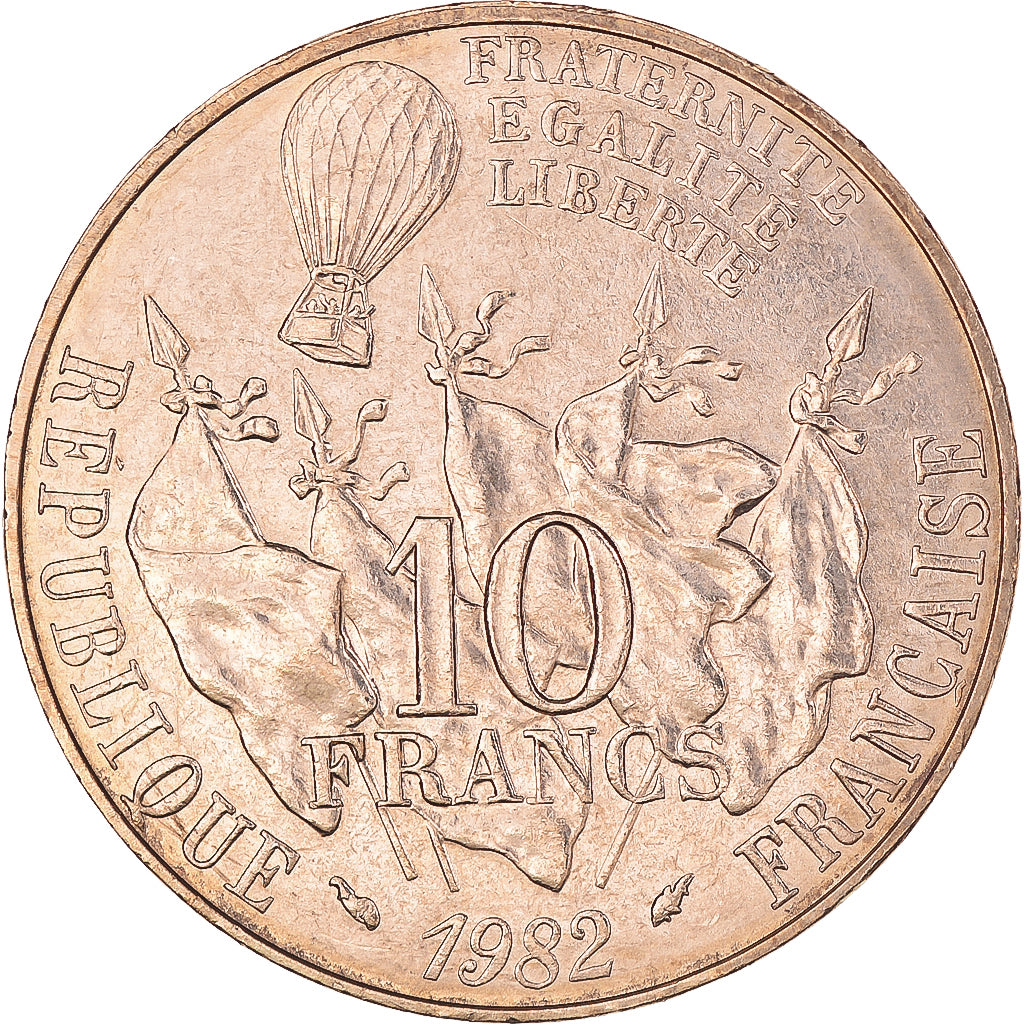Moneta, Francja, Gambetta, 10 Francs, 1982, MS(60-62), Nikiel-Brąz, KM:950