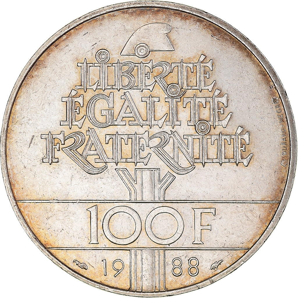 Coin, France, Fraternité, 100 Francs, 1988, AU(55-58), Silver, KM:966