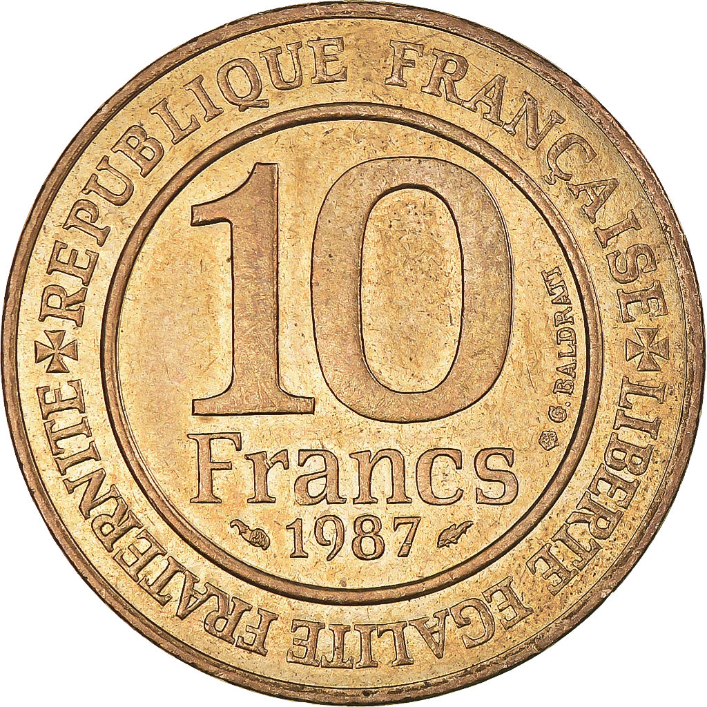 Münze, Frankreich, Hugues Capet, 10 Francs, 1987, VZ, Nickel-Bronze, KM:961d