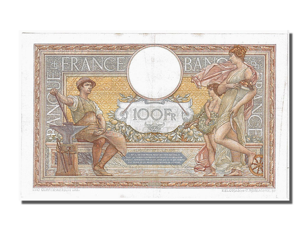 Banknote, France, 100 Francs, 100 F 1908-1939 ''Luc Olivier Merson'', 1935
