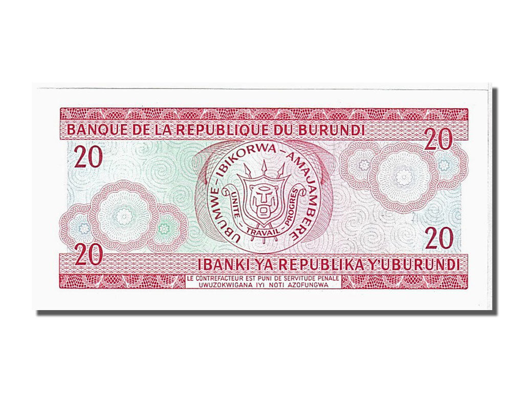 Banknote, Burundi, 20 Francs, 1979, 1979-06-01, UNC(65-70)