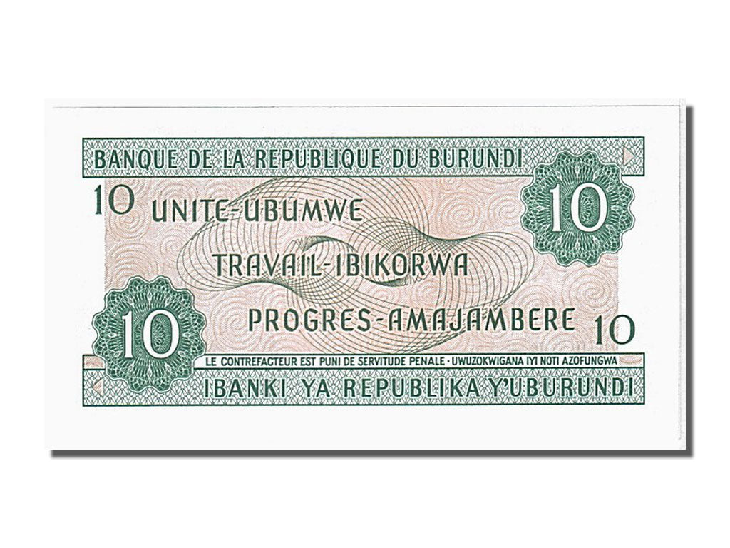 Banknote, Burundi, 10 Francs, 1981, 1981-06-01, UNC(65-70)