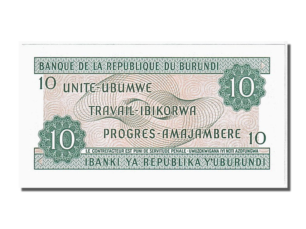 Banknote, Burundi, 10 Francs, 1981, 1981-06-01, UNC(65-70)